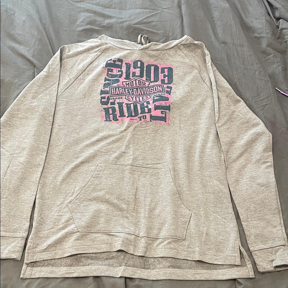 Harley-Davidson Long Sleeve Hoodie with Pink Graphic